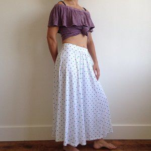 VINTAGE Mr. K - White Skirt With Blue Polka Dots